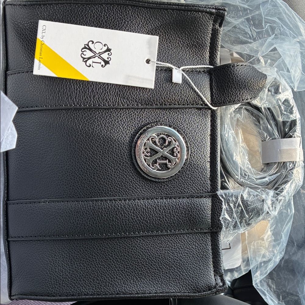 Christian Lacroix Black Shoulder Bag with Silver Accent